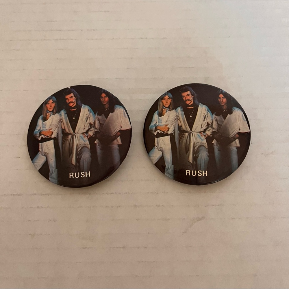 Rush Band Of 3 Button Badge Pinback Vintage Set Of 2